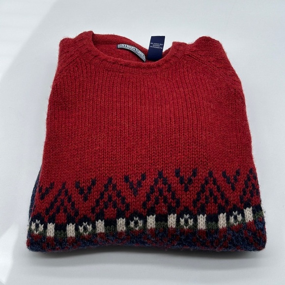 VTG 90s Structure Sweater Mens M Pullover Ski 100% Wool Geometic Design Baggy - Picture 6 of 7